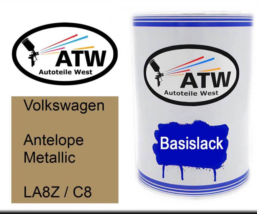 Volkswagen, Antelope Metallic, LA8Z / C8: 500ml Lackdose, von ATW Autoteile West.